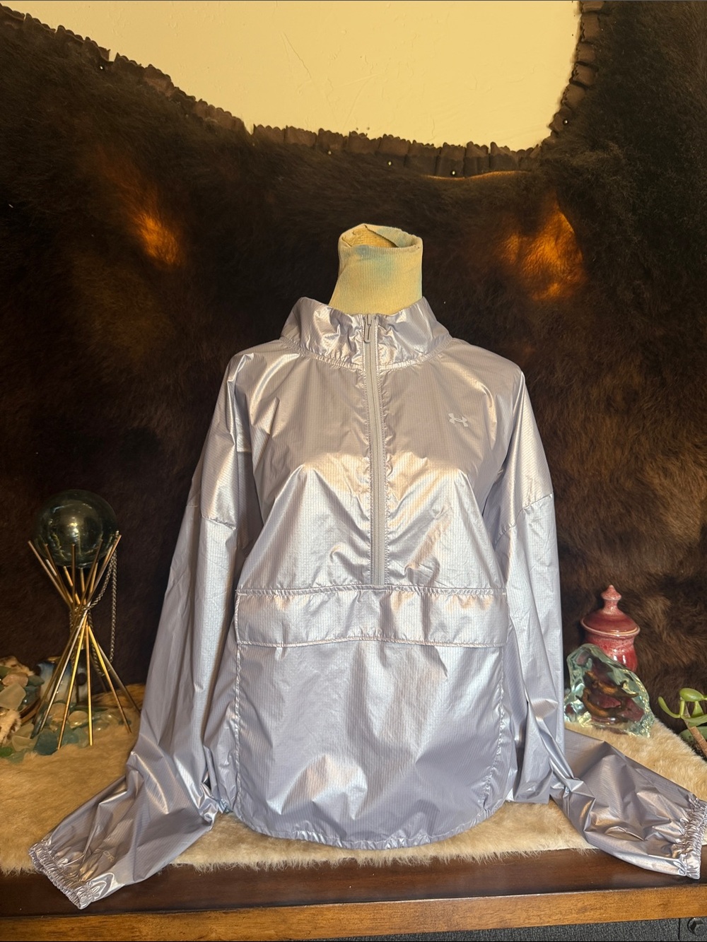 Under Armour Silver/lilac Reflective Half-Zip Bomber Windbreaker XL (4700)